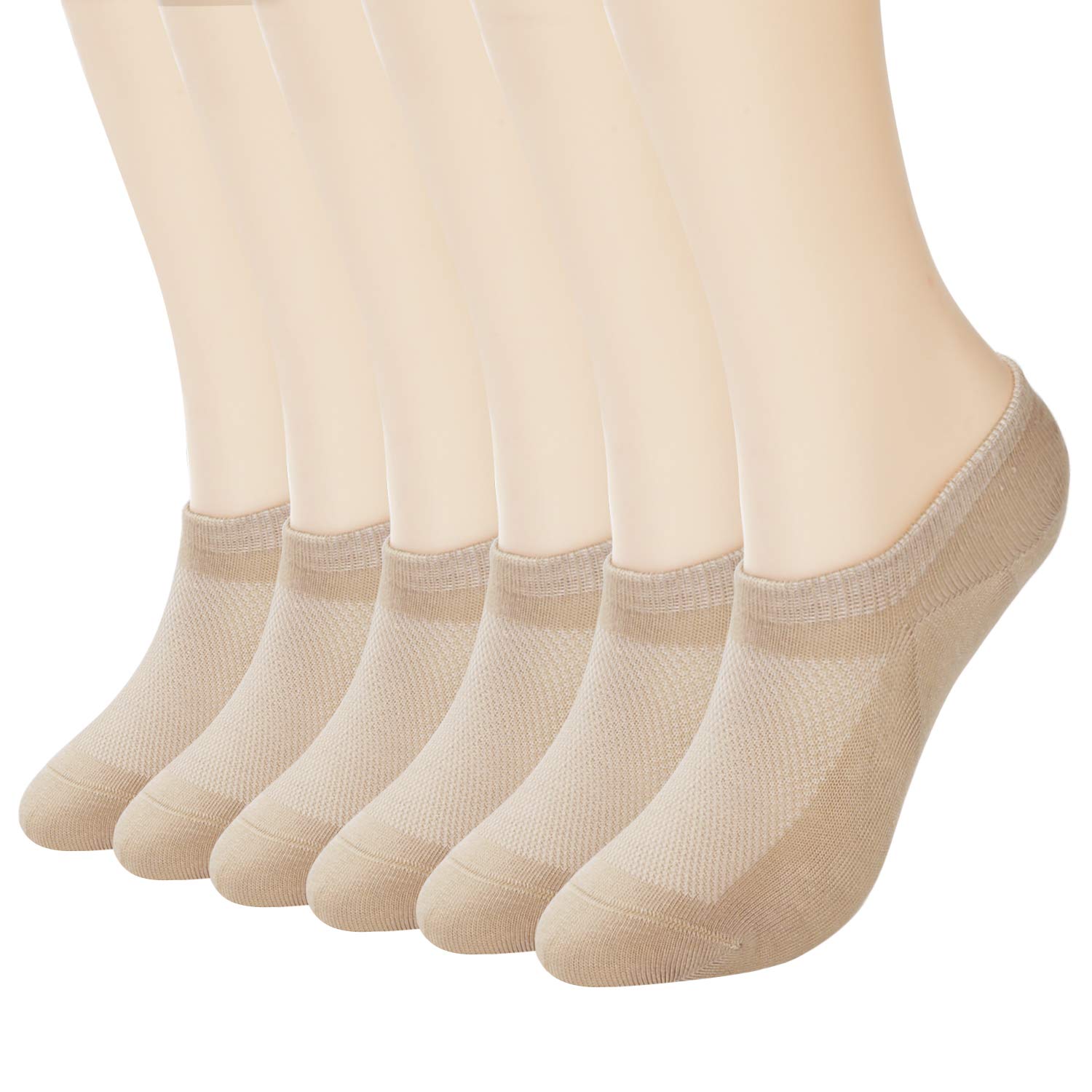 6 Pack Bamboo No Show Socks for Women & Men - Non-Slip Invisible Liner Socks for Flats & Boat Shoes