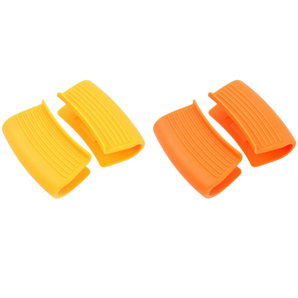 SOLUSTRE 2 Pairs Silicone Pot Handle Covers - Heat Resistant Anti-Scald Cooking Grips for Stew Pots, Hot Pots & Pans - Oven Safe Kitchen Accessories for Safe Cooking & Baking