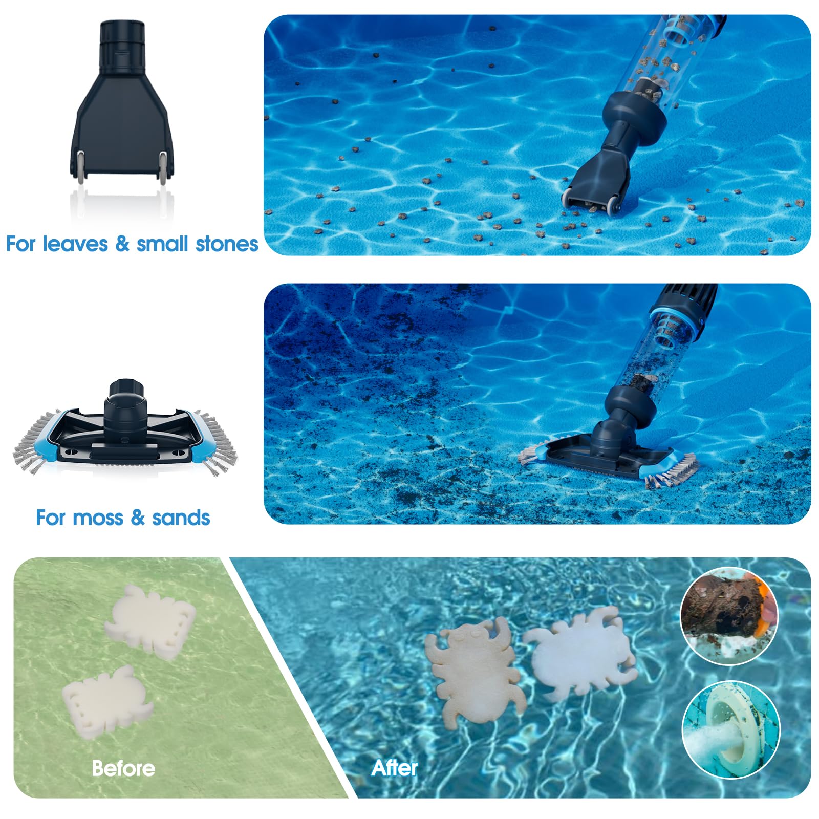 2025 Upgraded Large Capacity Rechargeable Cordless Above Ground Pool Cleaner - Portable Handheld Vacuum with Magnetic Drive Design & Powerful Suction for Pools, Hot Tubs, Spas - Perfect for Quick Cleaning, Maintenance & Crystal Clear Water All Season
