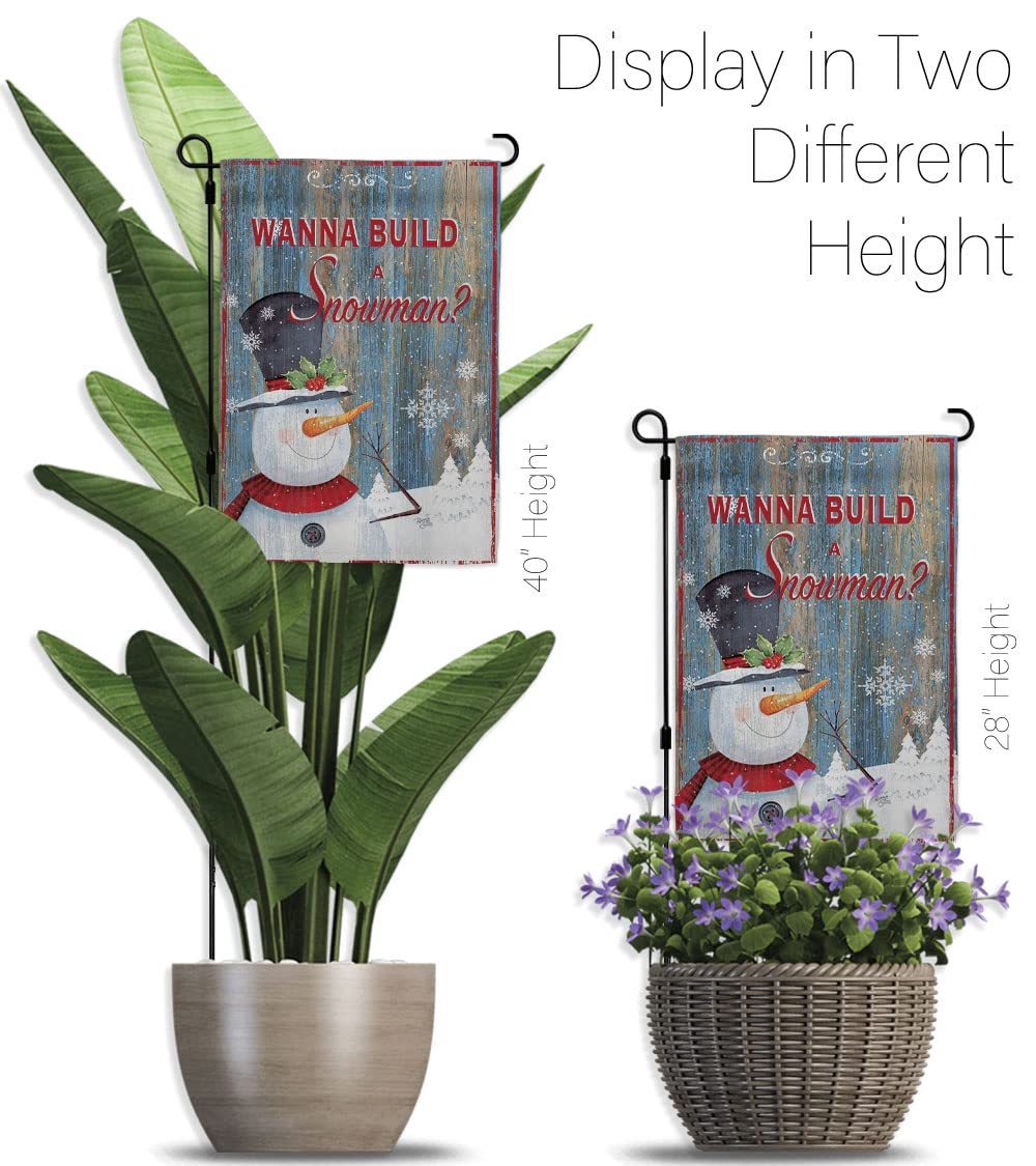 Snowman Winter Christmas Banner - 13x18.5in Garden Flag Set for Holiday Decor