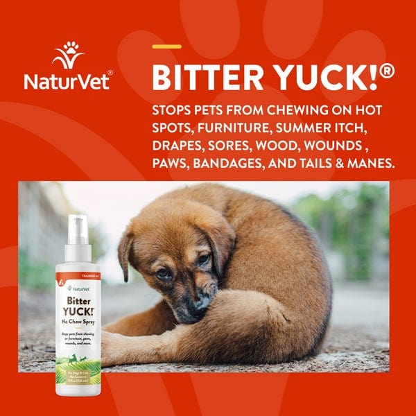 NaturVet Bitter YUCK! No Chew Spray for Cats & Dogs - Stop Pets from Chewing Furniture, Shoes & Wires | Safe Deterrent for Puppies & Kittens