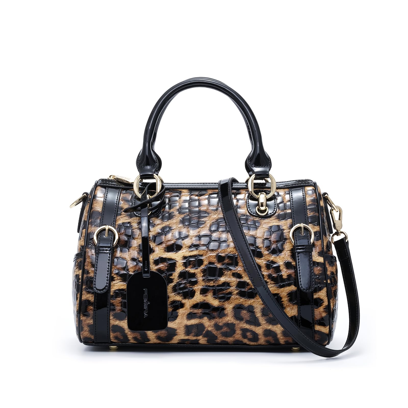 Genuine Leather Tote Bag for Women - Fashionable Crossbody & Shoulder Purse with Leopard Print - Perfect for Work, Travel & Everyday Use