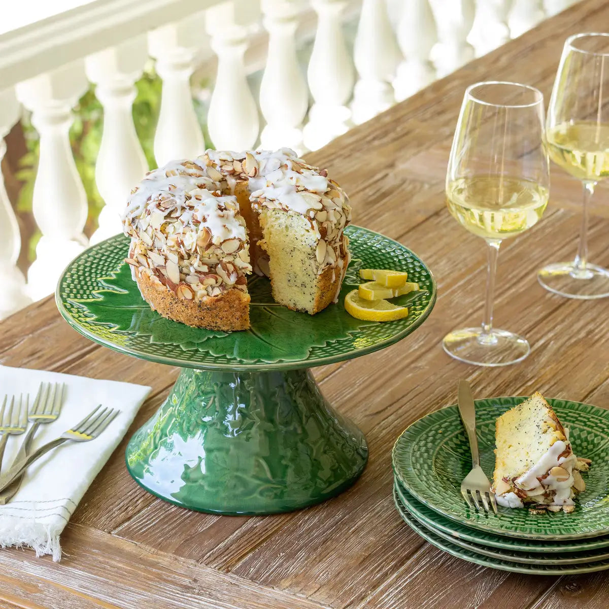 Elegant Green Glazed Cake Stand - 12 Inch Decorative Dessert Display for Weddings, Birthdays & Parties - Perfect for Showcasing Cakes, Cupcakes & Pastries