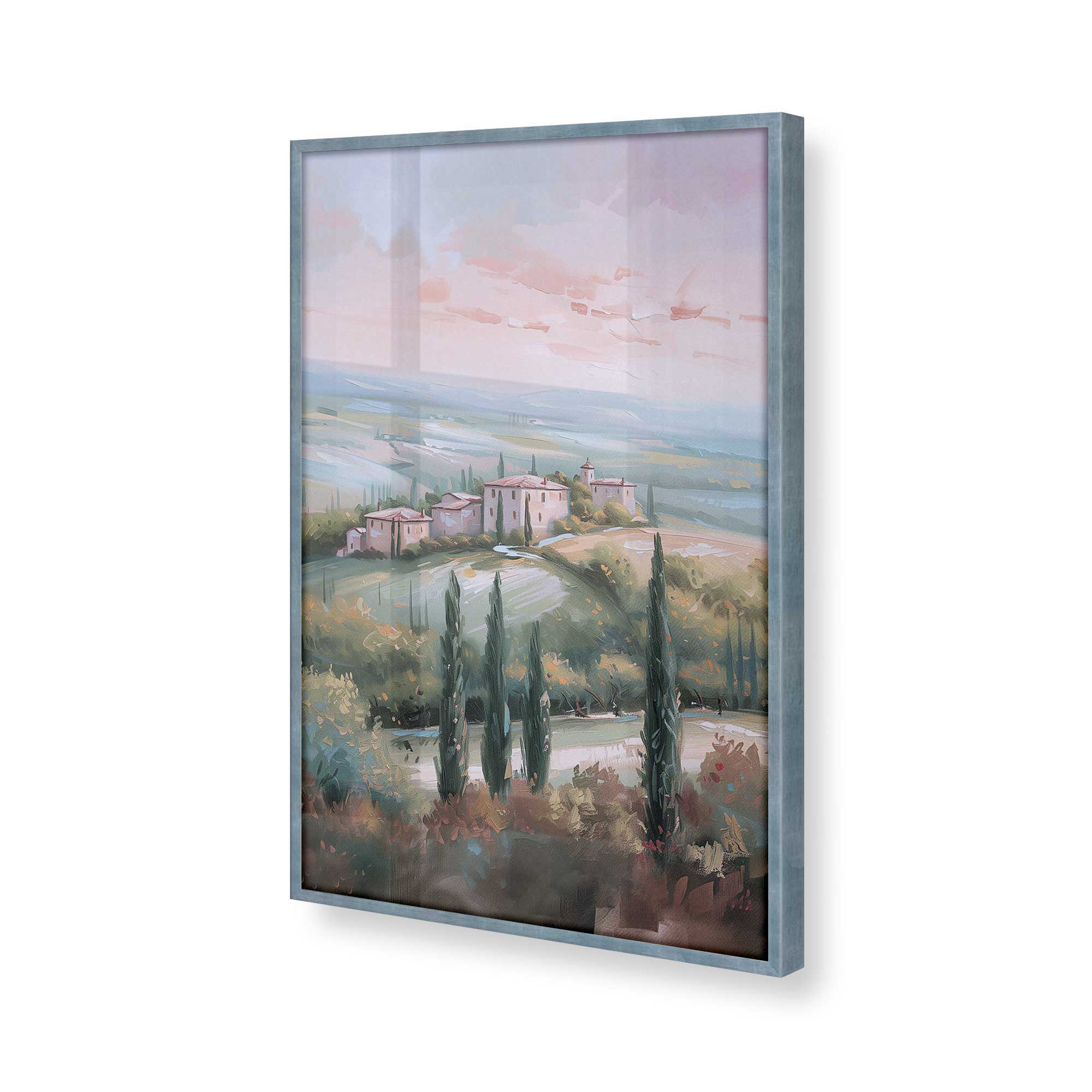 Tuscany Sunset Landscape Art Print - Dusk's Glow v1 Wall Decor for Living Room, Bedroom & Office