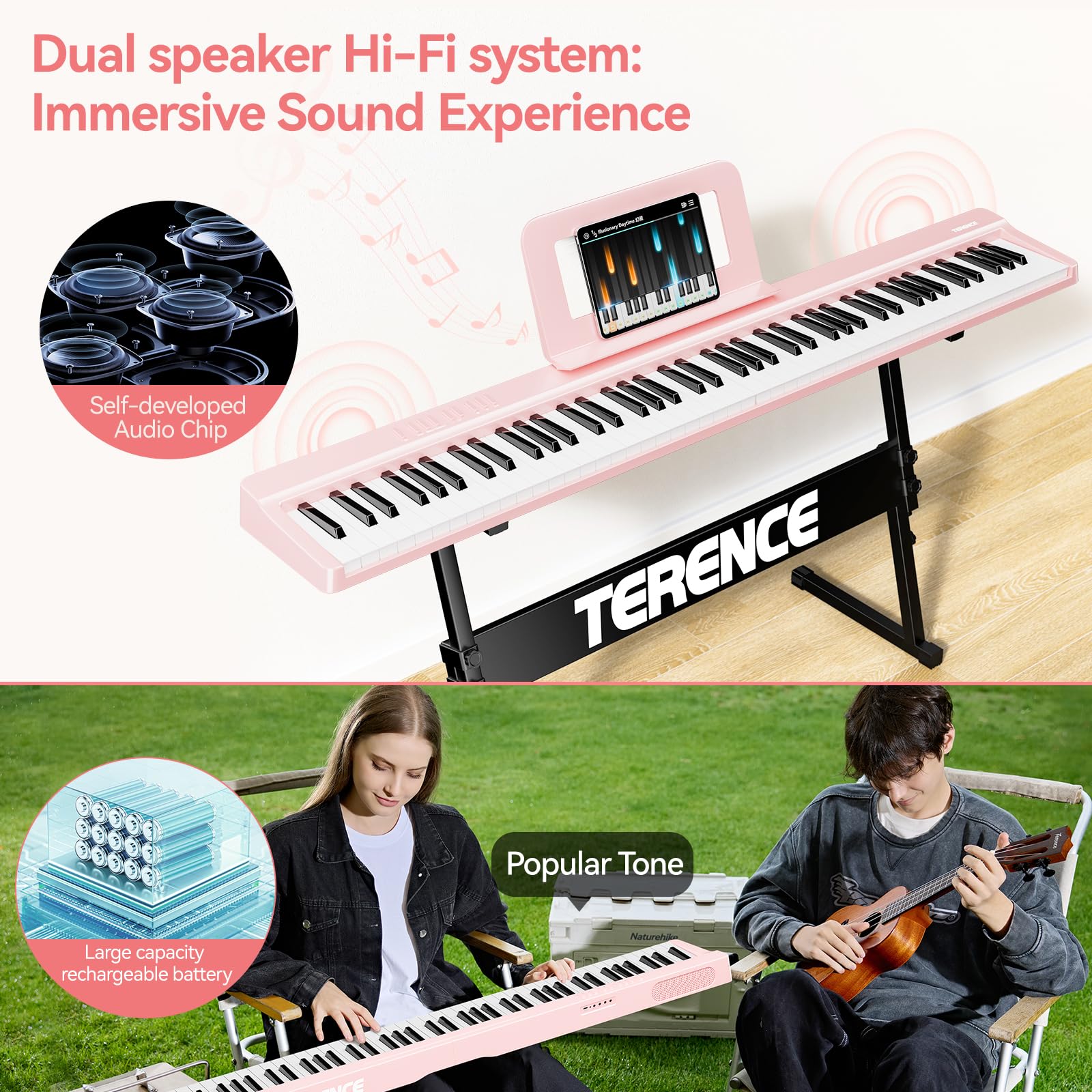 Portable 88-Key Foldable Piano Keyboard with MIDI & Bluetooth - Semi-Weighted Electric Piano for Adults, Kids & Beginners | Perfect for Home Practice, Travel & Music Lessons