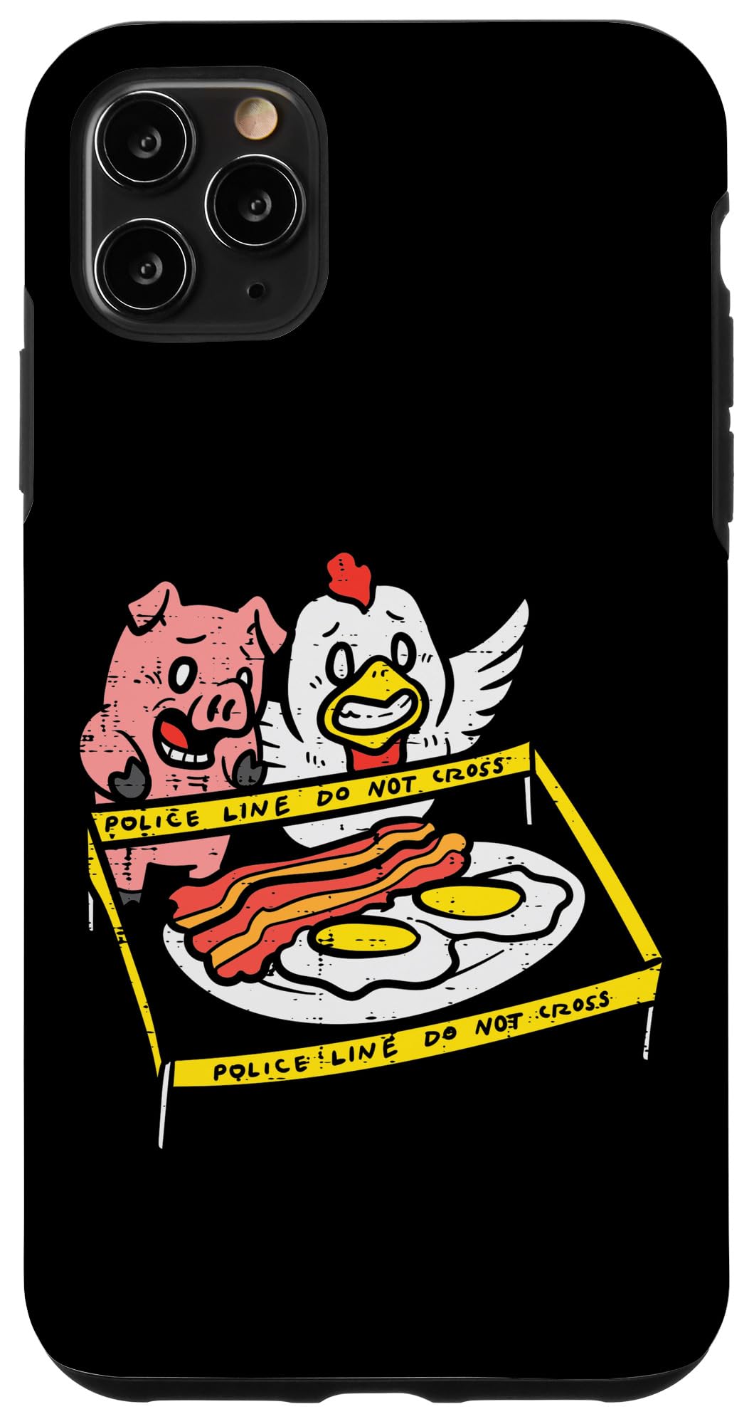 Funny Thanksgiving iPhone 11 Pro Max Case - Crime Scene Chicken Pig Bacon Eggs Design - Perfect Gift for Kids & Holiday Parties
