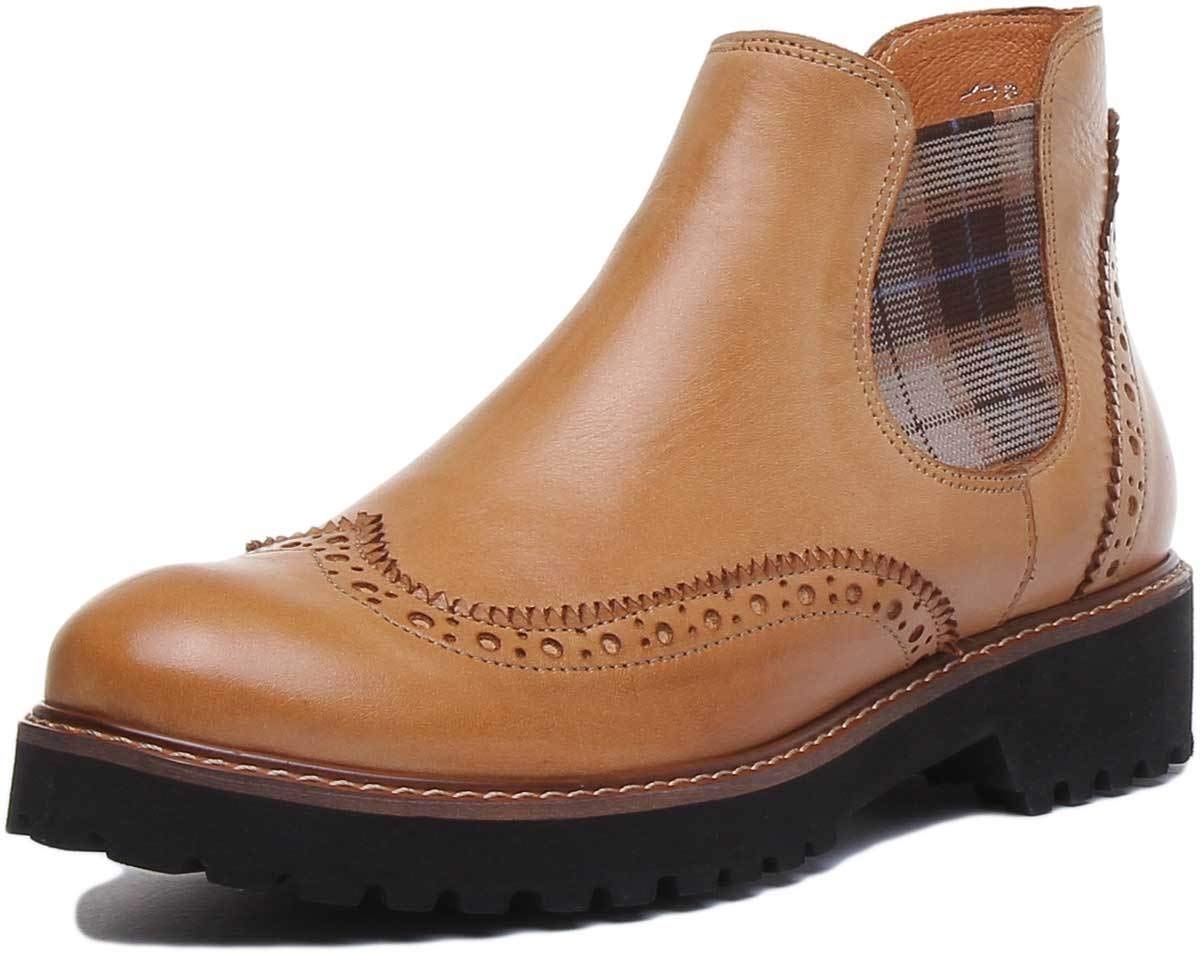 Justin Reece Harriet Women's Leather Ankle Boots - Beige/Tan (UK 7) | Comfortable & Stylish Fall Booties for Work, Casual Outfits & Date Nights