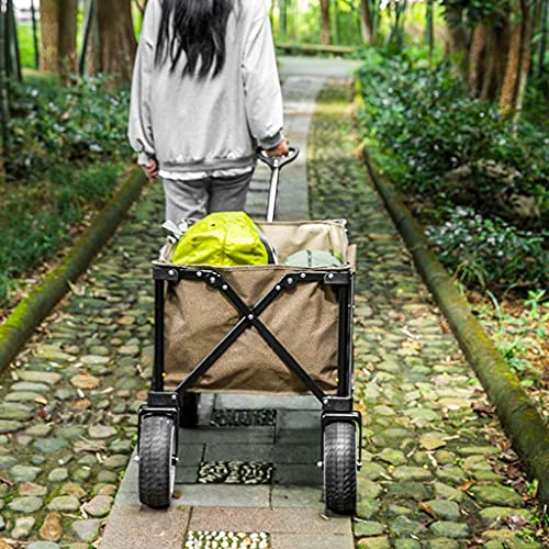 Heavy Duty Folding Utility Wagon Cart - 120KG/265lbs Capacity Outdoor Garden Trolley with Wheels, Portable Rolling Shopping Cart for Beach, Picnic, Camping, Grocery & Home Use