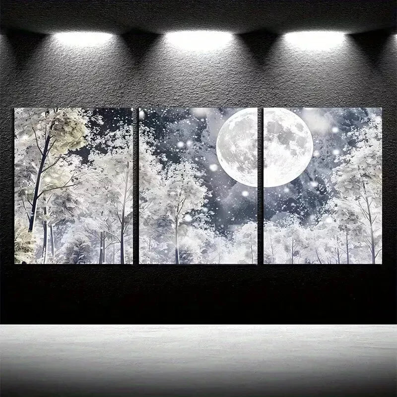3-Piece Winter Forest Scene Wall Art Set - Framed Canvas Prints 50x70cm - High Quality Australian Made Wall Decor - Perfect for Living Room, Bedroom & Office Decor