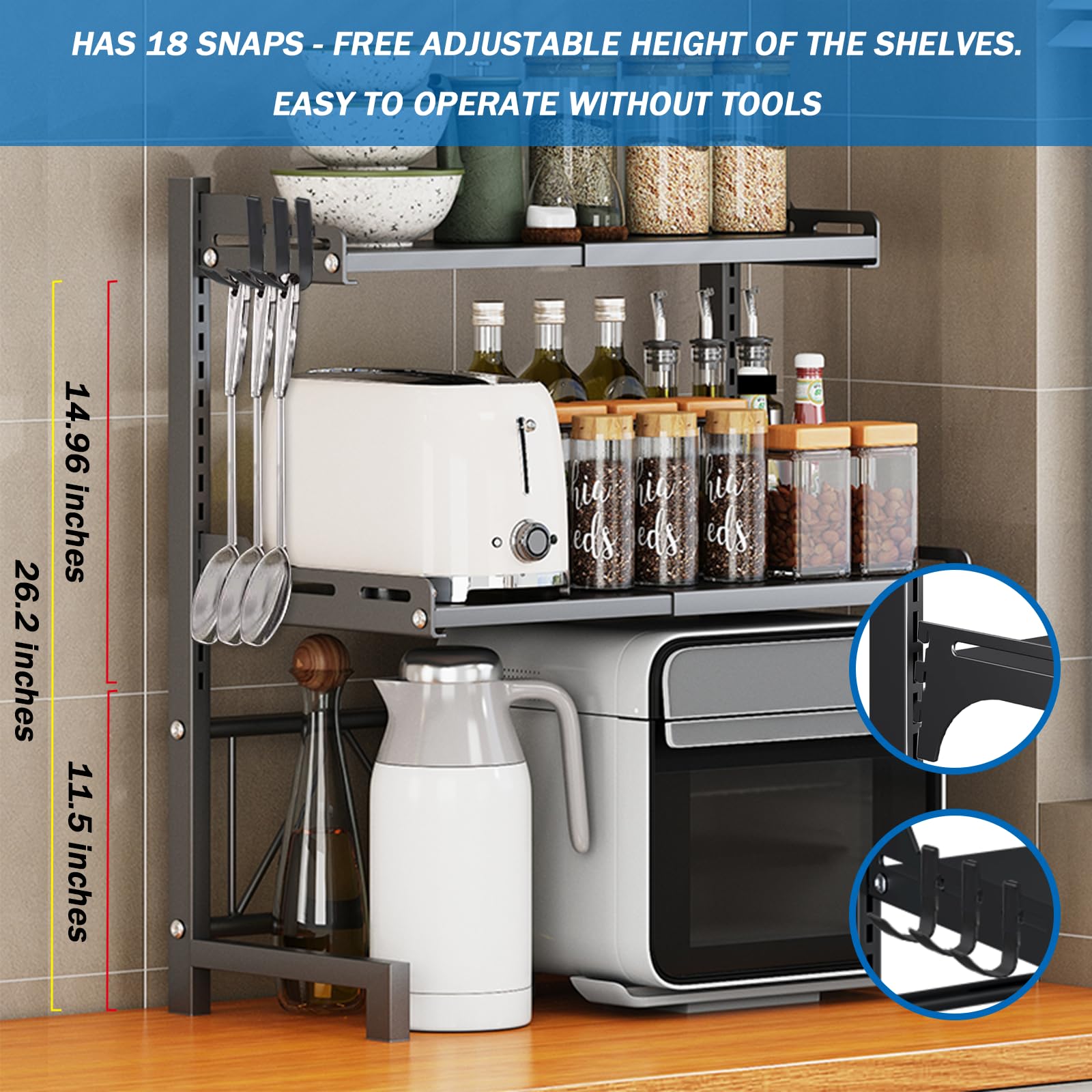 3-Tier Extendable Microwave Oven Rack (14.2