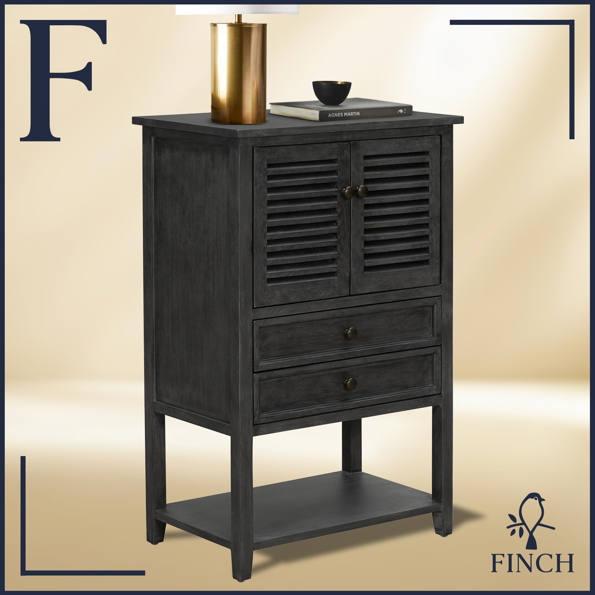 Finch Webster Storage Cabinet - Gray Organizer for Home & Office - Perfect for Bedroom, Living Room, and Closet Storage Solutions