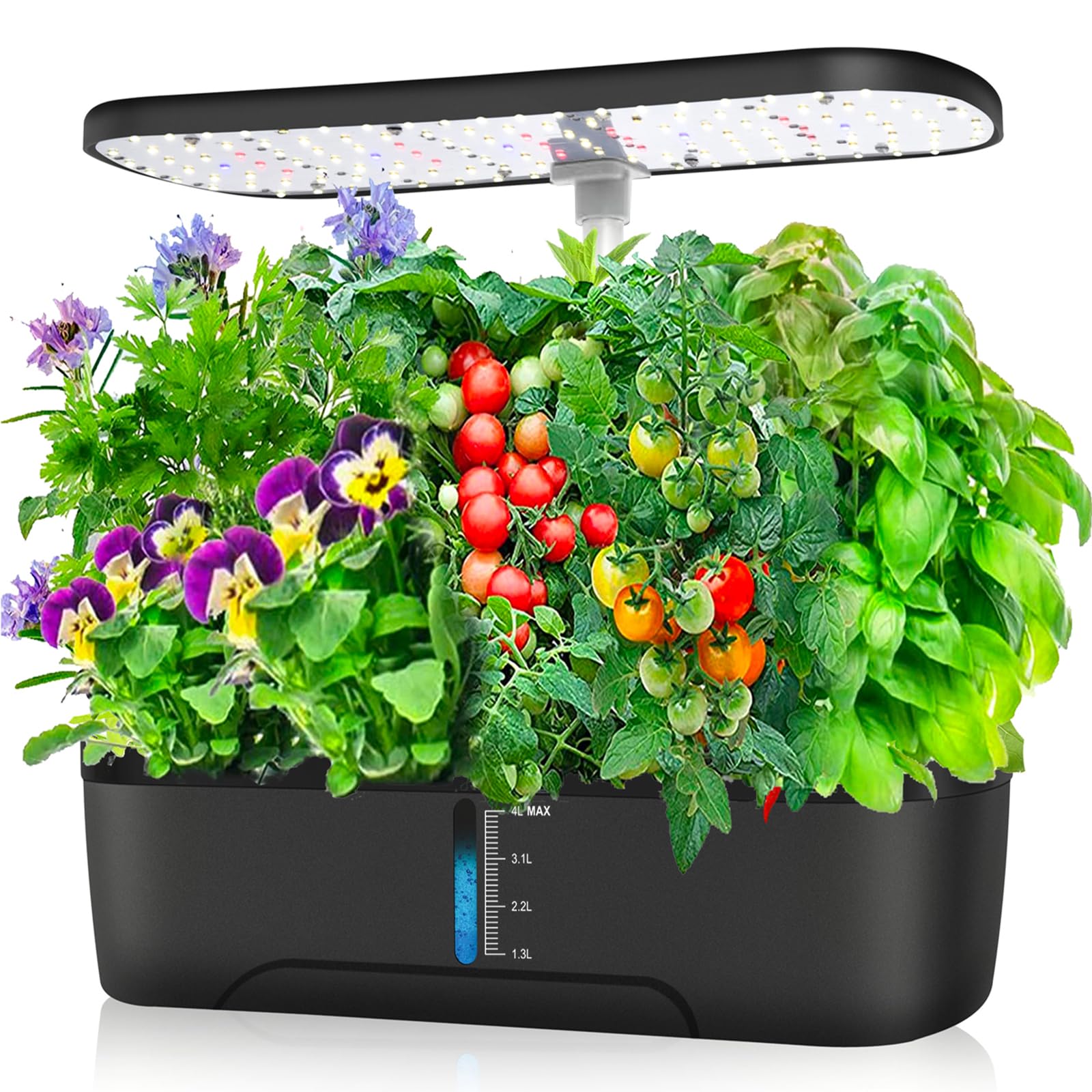 12-Pod Hydroponic Growing System with LED Grow Light & Auto Timer - Indoor Herb Garden Kit for Home Kitchen, Height Adjustable - Perfect for Fresh Basil, Mint, Rosemary & Organic Vegetables Year-Round (Ideal for Small Spaces, Apartments & Urban Gardening)