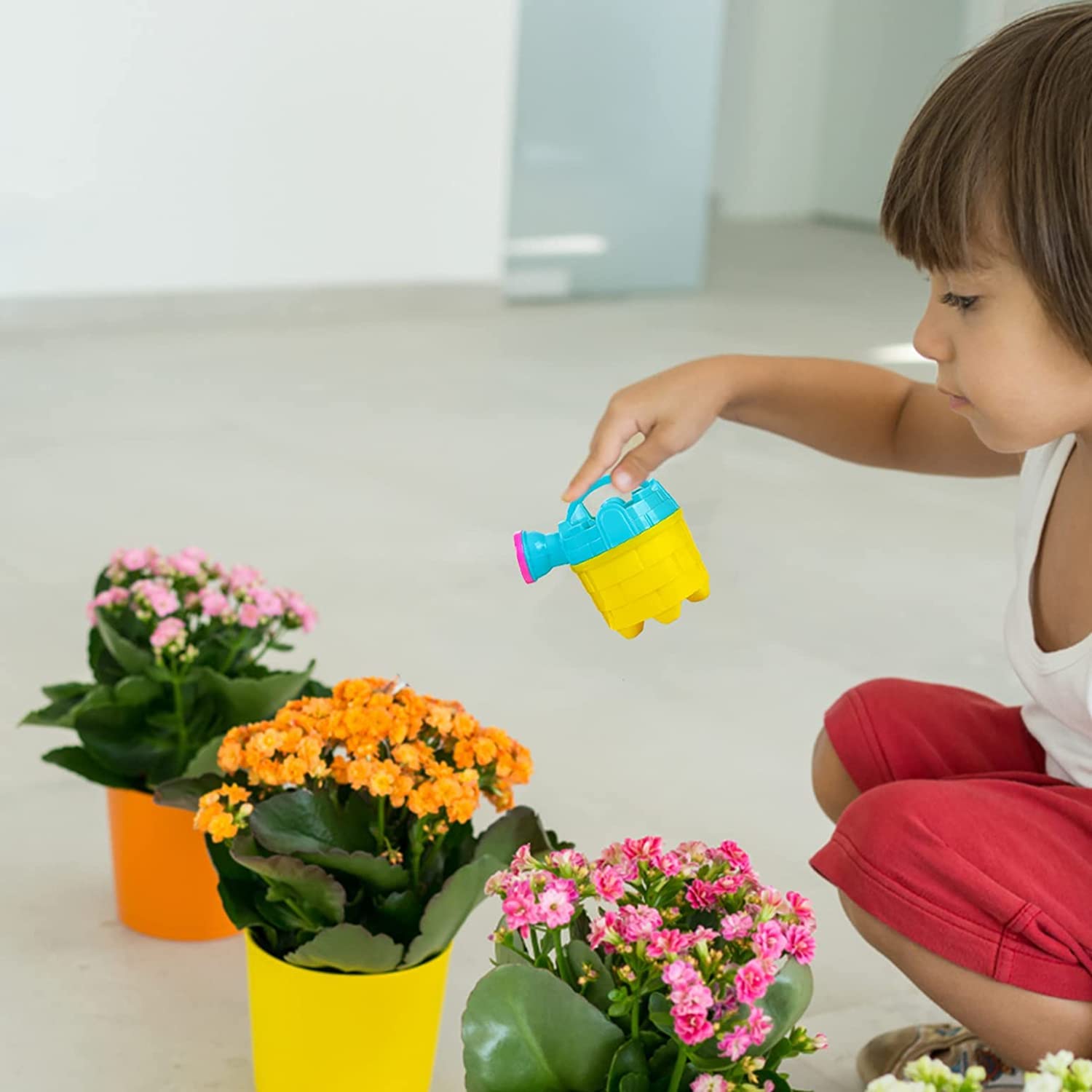4.5 Inch Mini Plastic Kids Watering Cans Bulk 6 Pack - Gardening Tools for Toddlers, Beach Party Favors, Easter Basket Stuffers | Perfect for Outdoor Play, Gardening Activities, and Summer Sandbox Fun