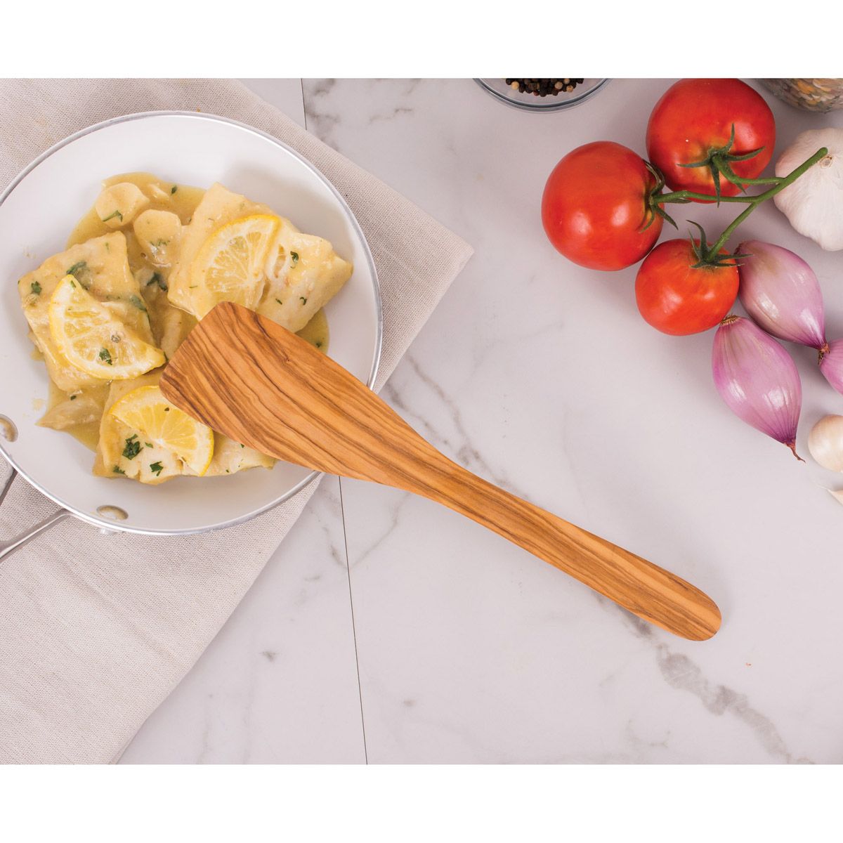 Premium Italian Olive Wood Spatula - 12 Inch Natural Wooden Cooking Utensil for Baking, Frying & Serving - Eco-Friendly Kitchen Tool for Home Chefs