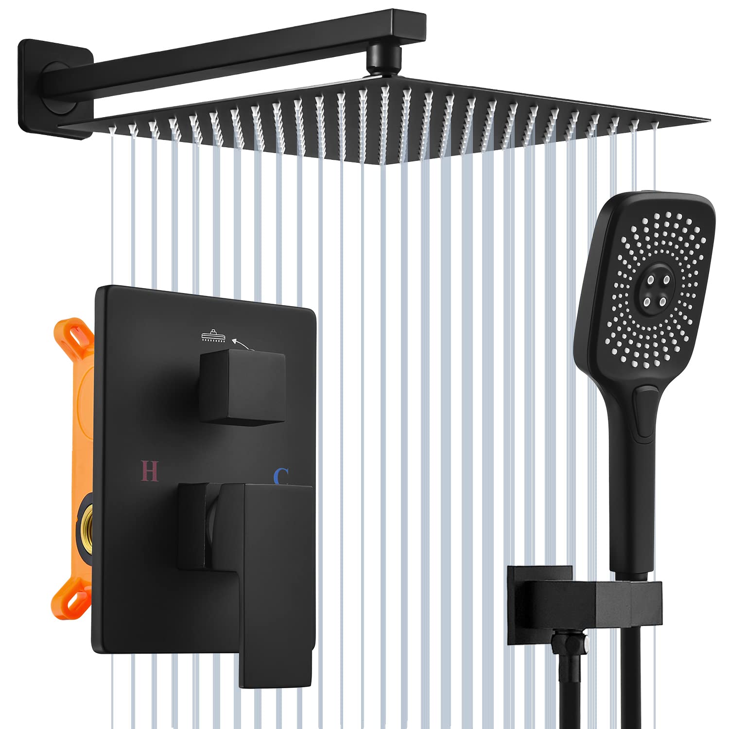 Premium Matte Black Shower System - 12