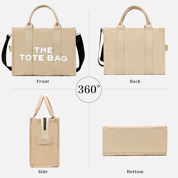 Stylish Women's Tote Bags with Zipper - Canvas, PU Leather & Denim Crossbody Shoulder Bags for Office Work, Travel & Everyday Use | Durable & Fashionable Handbag Purse