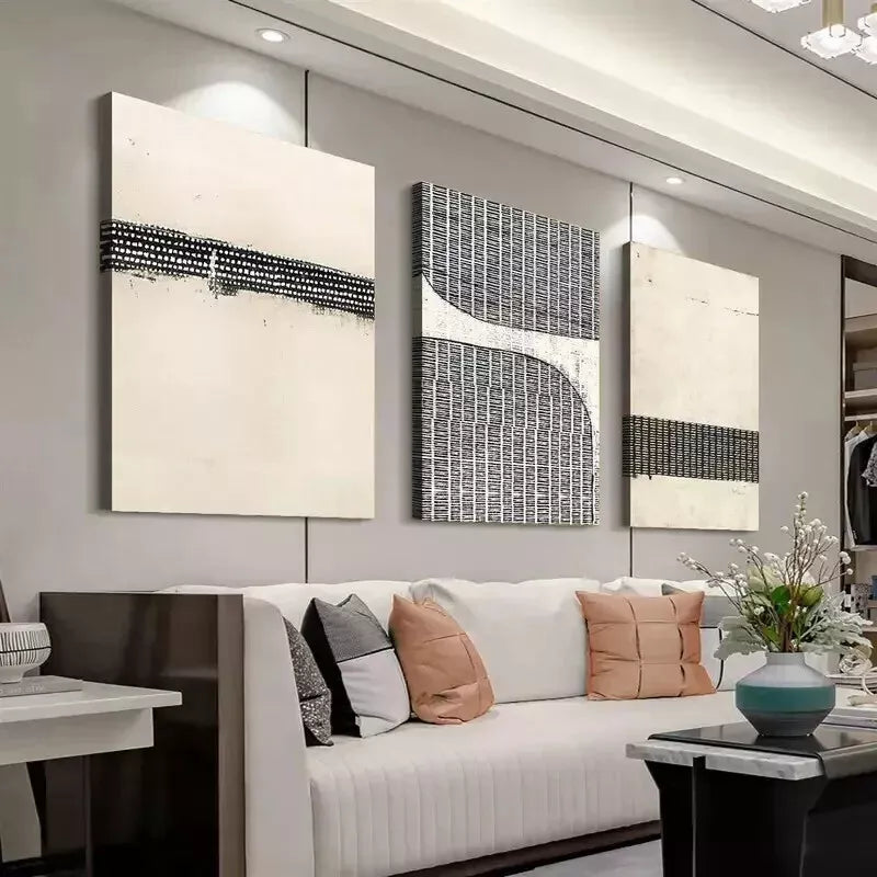 3-Piece Abstract Geometric Canvas Prints Set - 50x70cm Framed Wall Art - High Quality Australian-Made Ready-to-Hang Canvas Paintings for Living Room, Bedroom & Office Decor