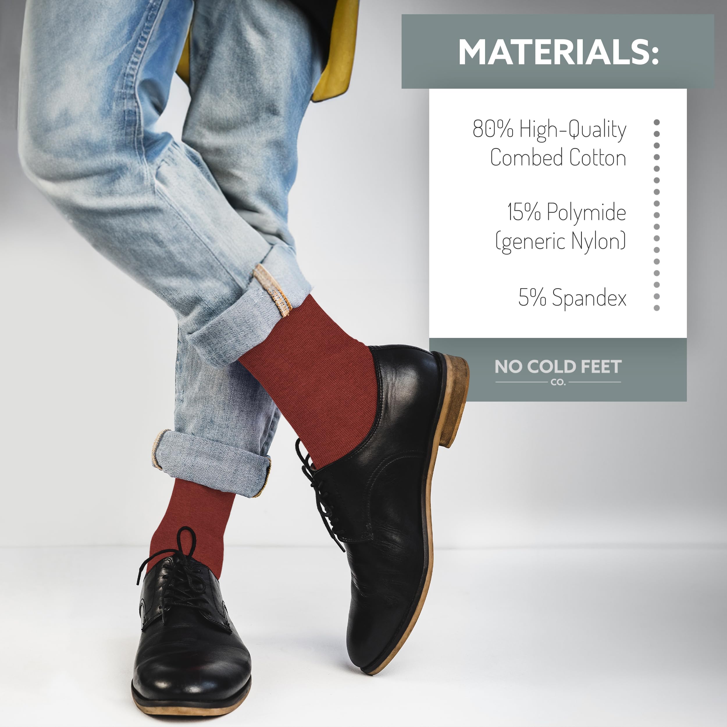 Fun Orange Colorful Novelty Socks for Men - 8 Pack Dress Casual Formal Groomsmen Wedding Socks - Perfect for Parties, Gifts & Everyday Wear