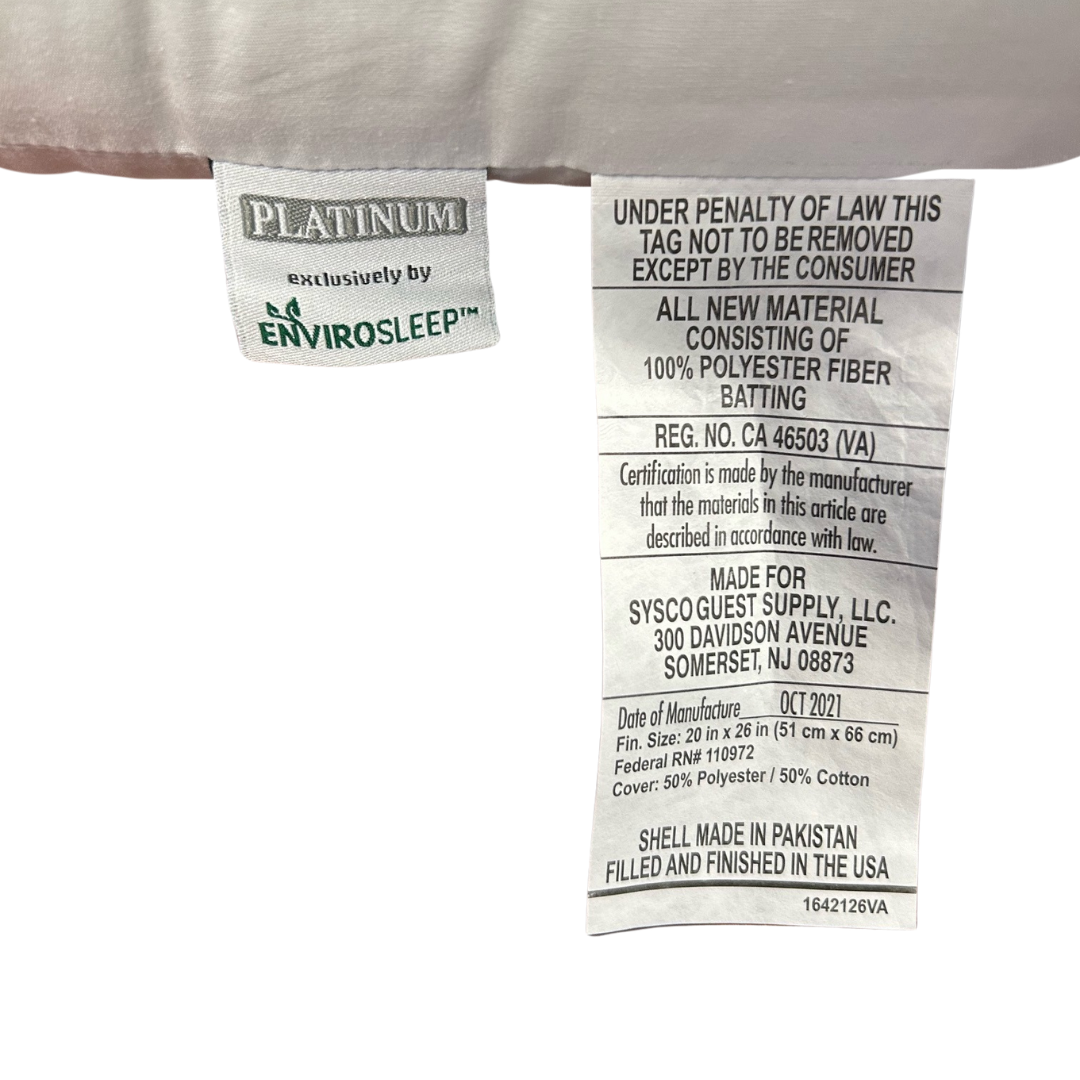 Premium Envirosleep Platinum Garneted Polyester Fiber Pillow - Hypoallergenic, Supportive & Breathable - Perfect for Side Sleepers, Back Pain Relief & Hotel-Style Comfort