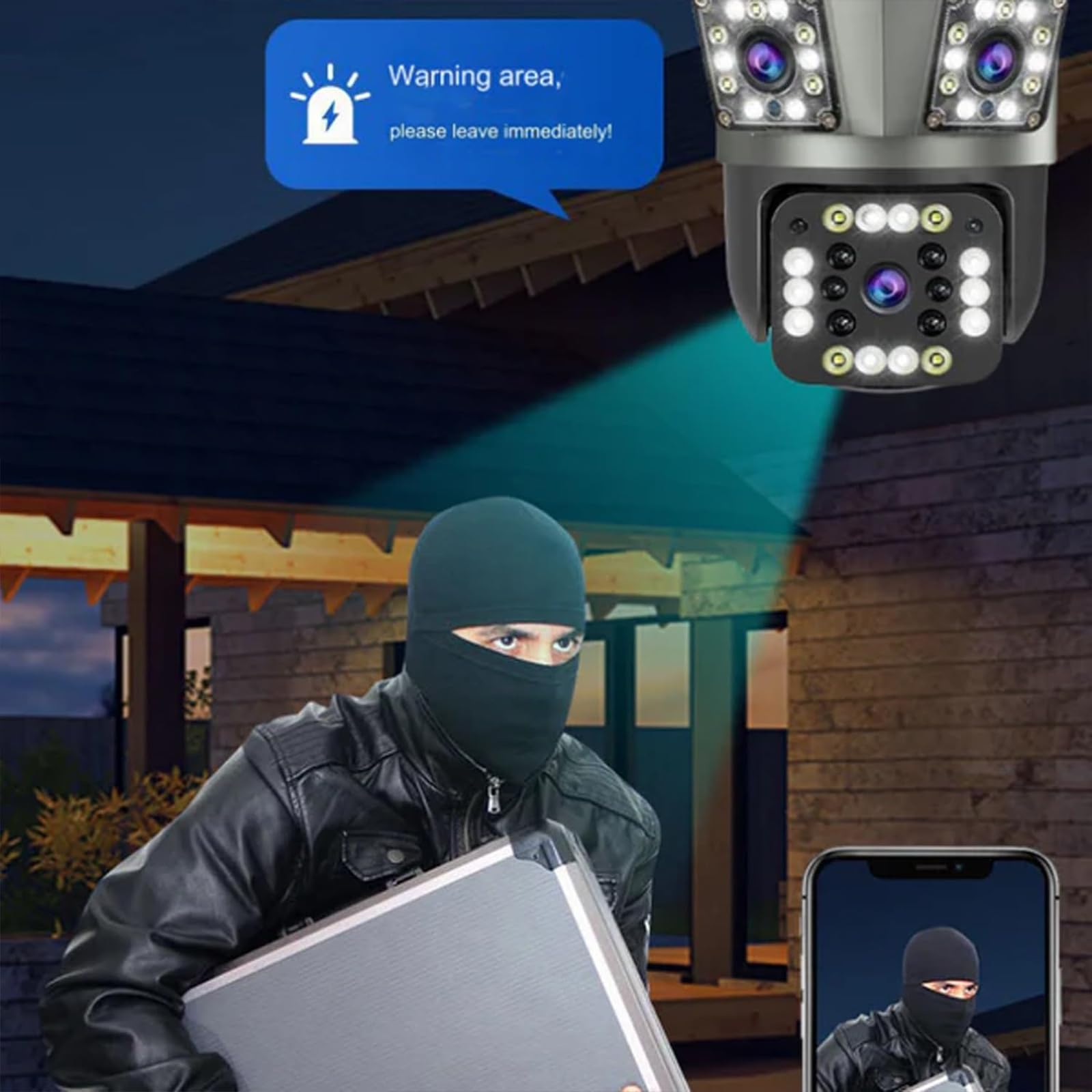 Outdoor Waterproof Wireless WiFi HD Security Camera 360° View - 2 Pack for Home Surveillance, Night Vision, Weatherproof, Motion Detection - Ideal for Backyard, Garage & Front Door Monitoring