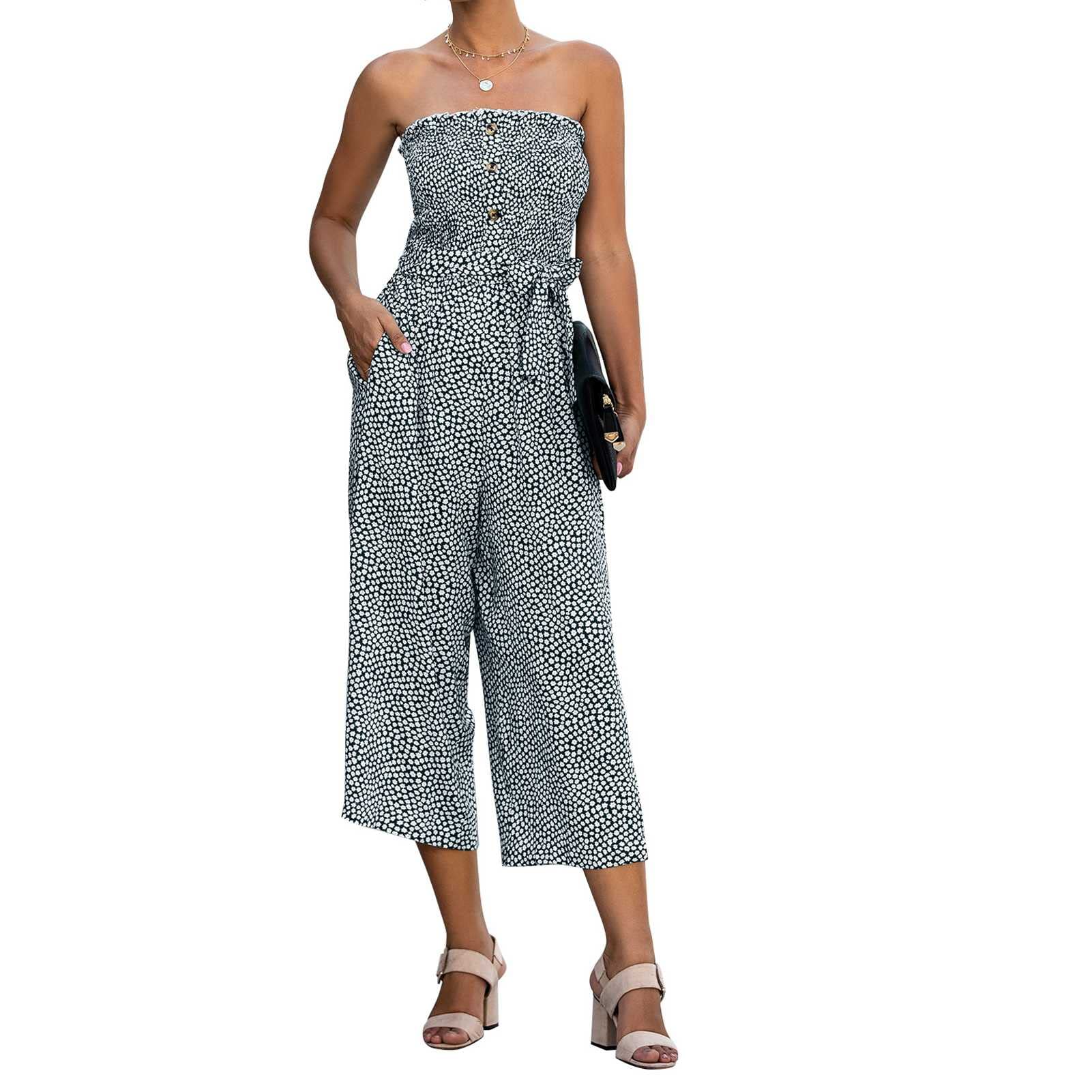 Sexy Floral Print Off Shoulder Romper Jumpsuit for Women - Cropped Wide Leg Summer Outfit for Beach, Party & Casual Wear