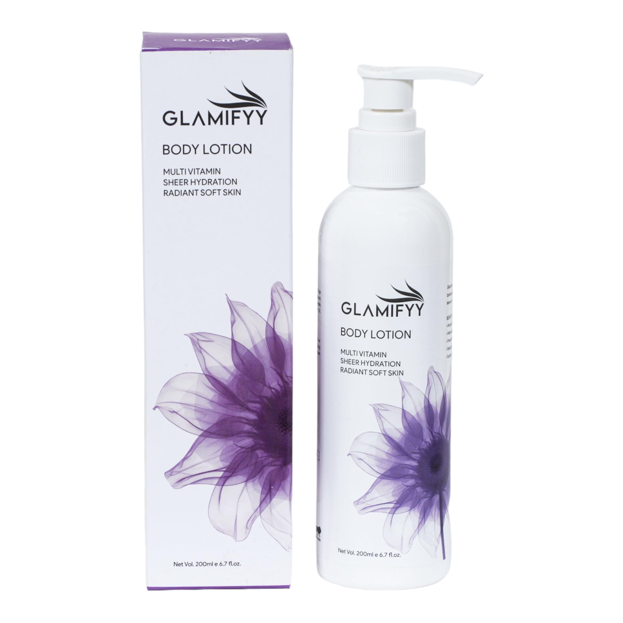 Glamifyy Multi-Vitamin Sheer Hydration Body Lotion for Radiant Soft Skin - 200ml | Lightweight Moisturizer for Dry Skin, Daily Hydration & Glowing Complexion | Perfect for Morning & Night Skincare Routine