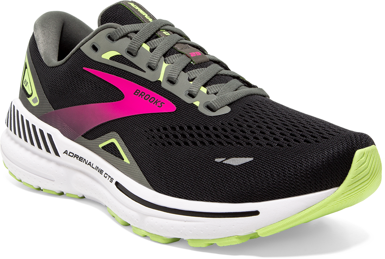 Women's Adrenaline GTS 23 Running Shoes - Black/Gunmetal/Sharp Green - Lightweight Cushioned Sneakers for Women - Perfect for Jogging, Gym Workouts & Daily Walking