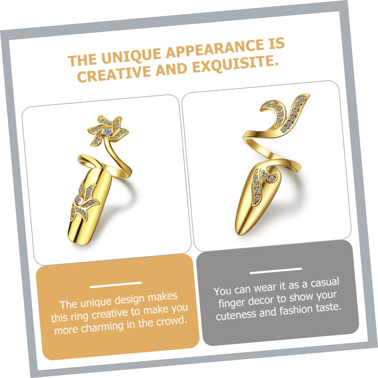 Minkissy Fashion Nail Rings - 4pcs Women's Metal Nail Jewelry Set, Lightweight Alloy Nail Decorations with Unique Design for Parties, Weddings & Special Occasions