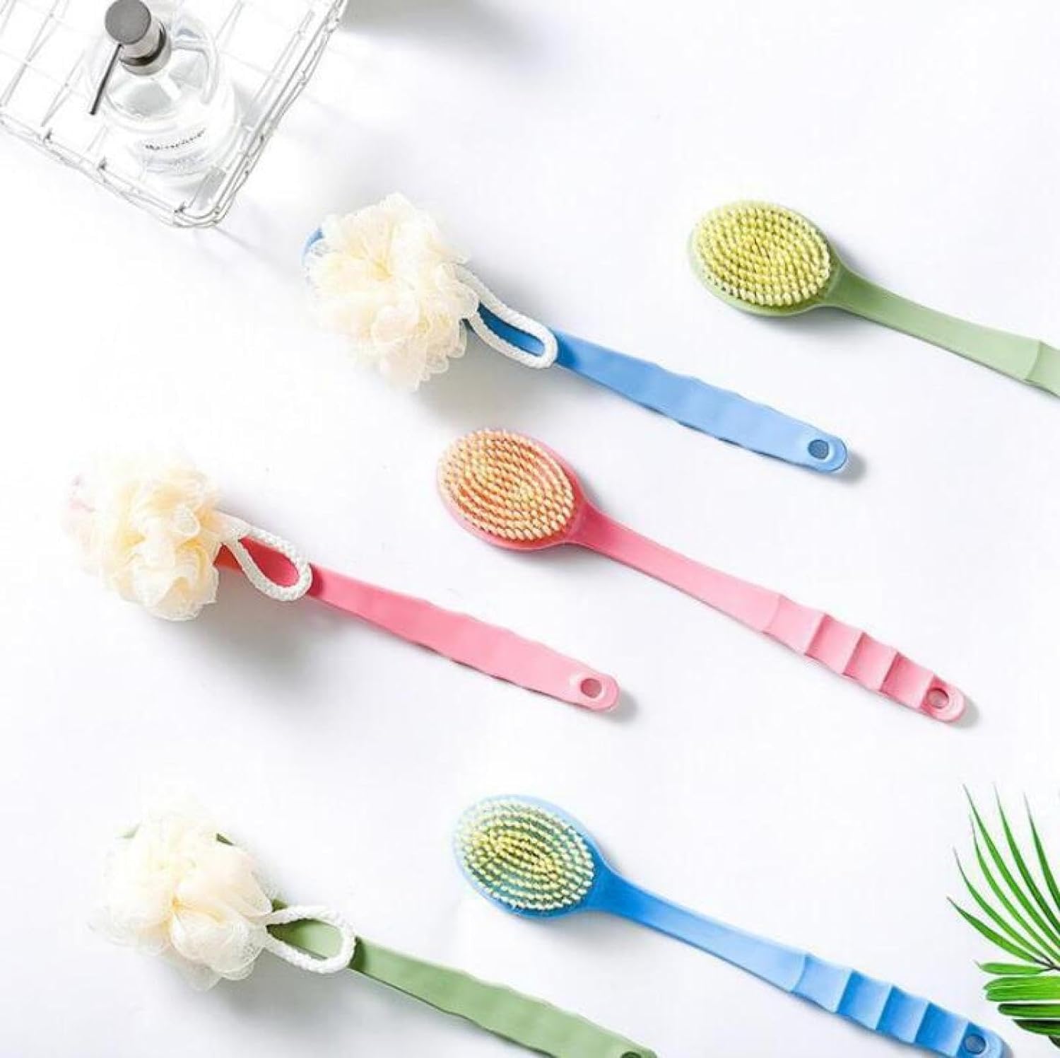 Long Handle Exfoliating Body Brush for Dry Skin & Cellulite - Shower Scrubber, Back Brush & Body Scrub Sponge - Multicolor | Perfect for Spa Days & At-Home Skincare Routine