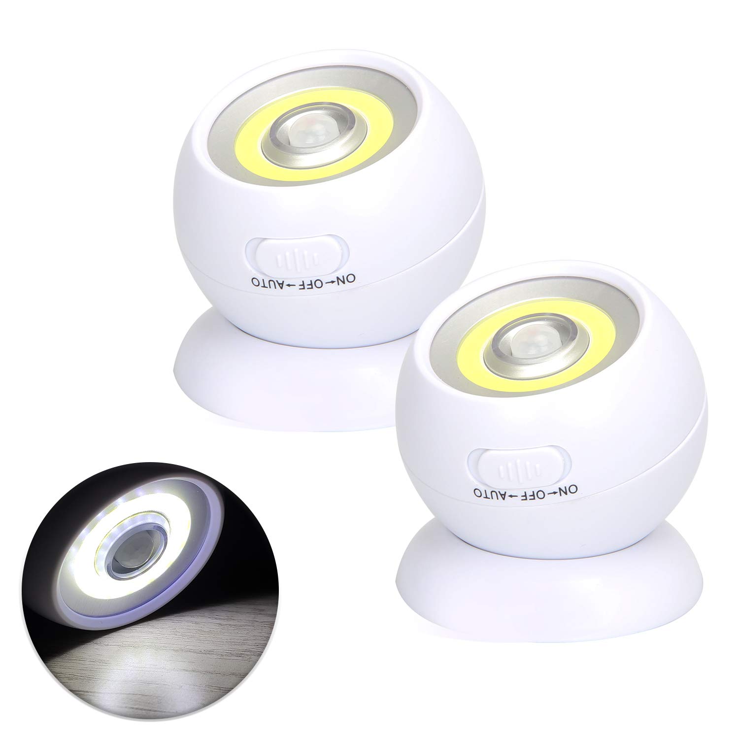 **Lebote Battery-Powered Motion Sensor LED Wall Light - Waterproof Indoor/Outdoor Spotlight for Garage, Porch, Stairs, Ceiling & Gate (2 Pack) - Perfect for Nighttime Safety & Convenience**