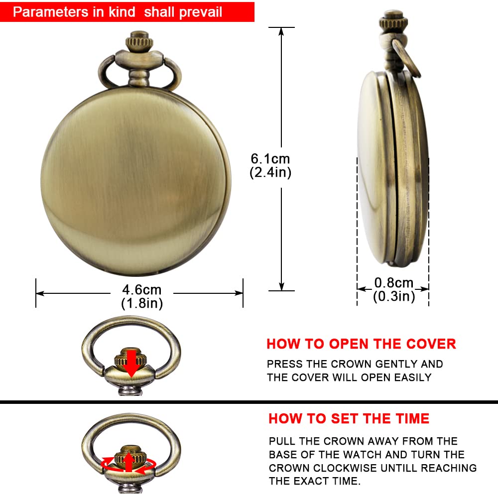 Customizable Smooth Pocket Watch for Men - Personalized Engraved Gift with Chain - Perfect for Father's Day, Weddings & Special Occasions