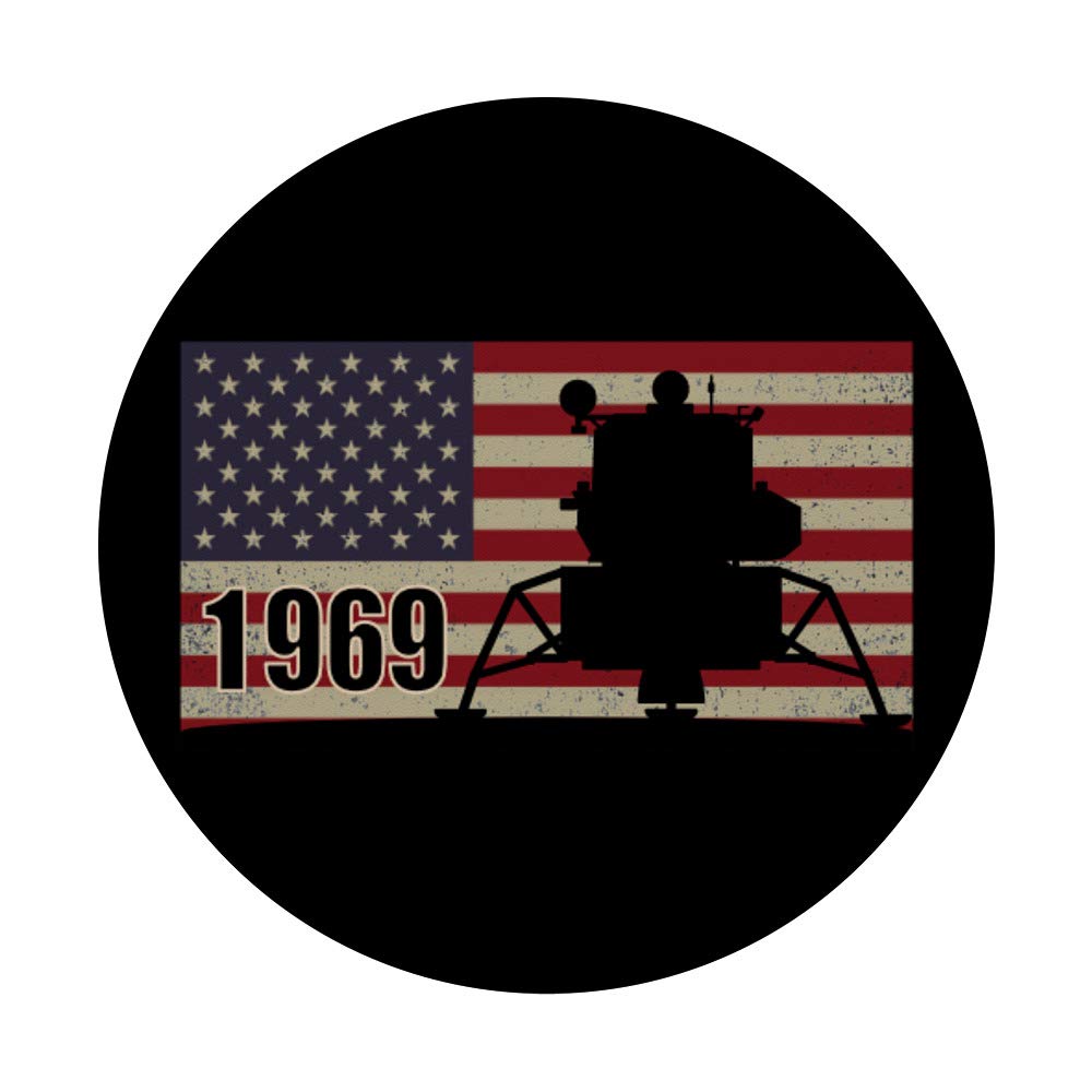 1969 Moon Landing Anniversary Lunar Lander USA Flag Phone Grip - PopSockets Stand for iPhone, Samsung & Tablets - Perfect for Space Enthusiasts & Patriotic Gifts