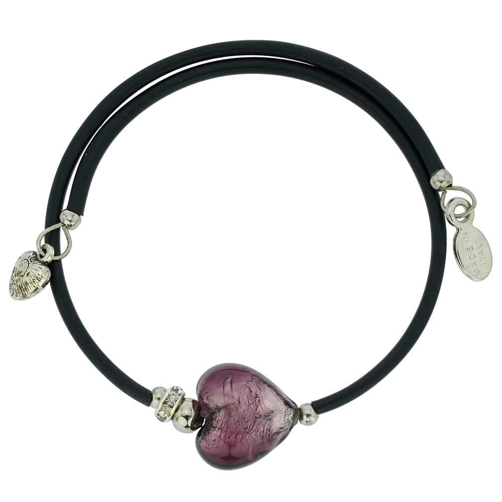 Venetian Murano Glass Heart Bracelet - Silver Purple Elegant Jewelry for Women | Perfect Gift for Valentine's Day, Anniversary & Special Occasions