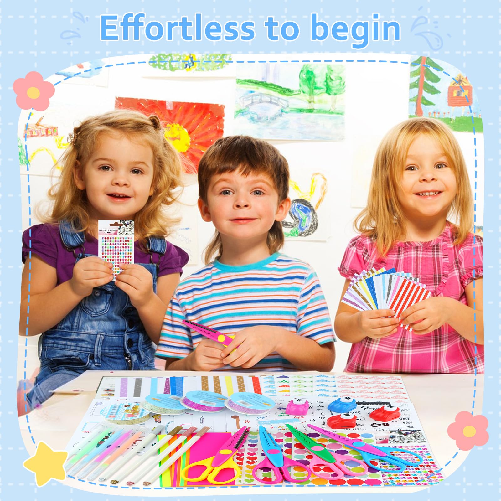 SICOHOME Scrapbook Kit - DIY Junk Journaling Supplies with Paper, Stickers, Tapes, Scissors & Markers - Valentine's Day Craft Gift for Kids, Girls, Women, Teens & Adults - Perfect for Scrapbooking, Memory Keeping & Creative Journaling Projects