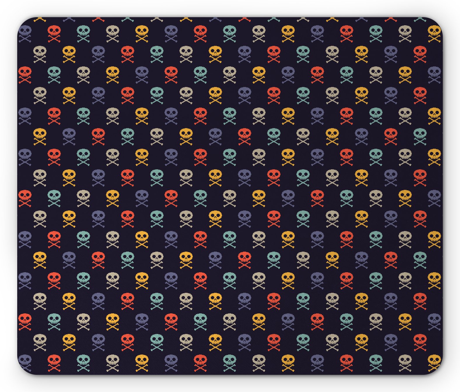 Ambesonne Pixel Art Mouse Pad - Skull & Bones Pirate Design, Colorful Non-Slip Rubber Gaming Mousepad, Standard Size (9.8