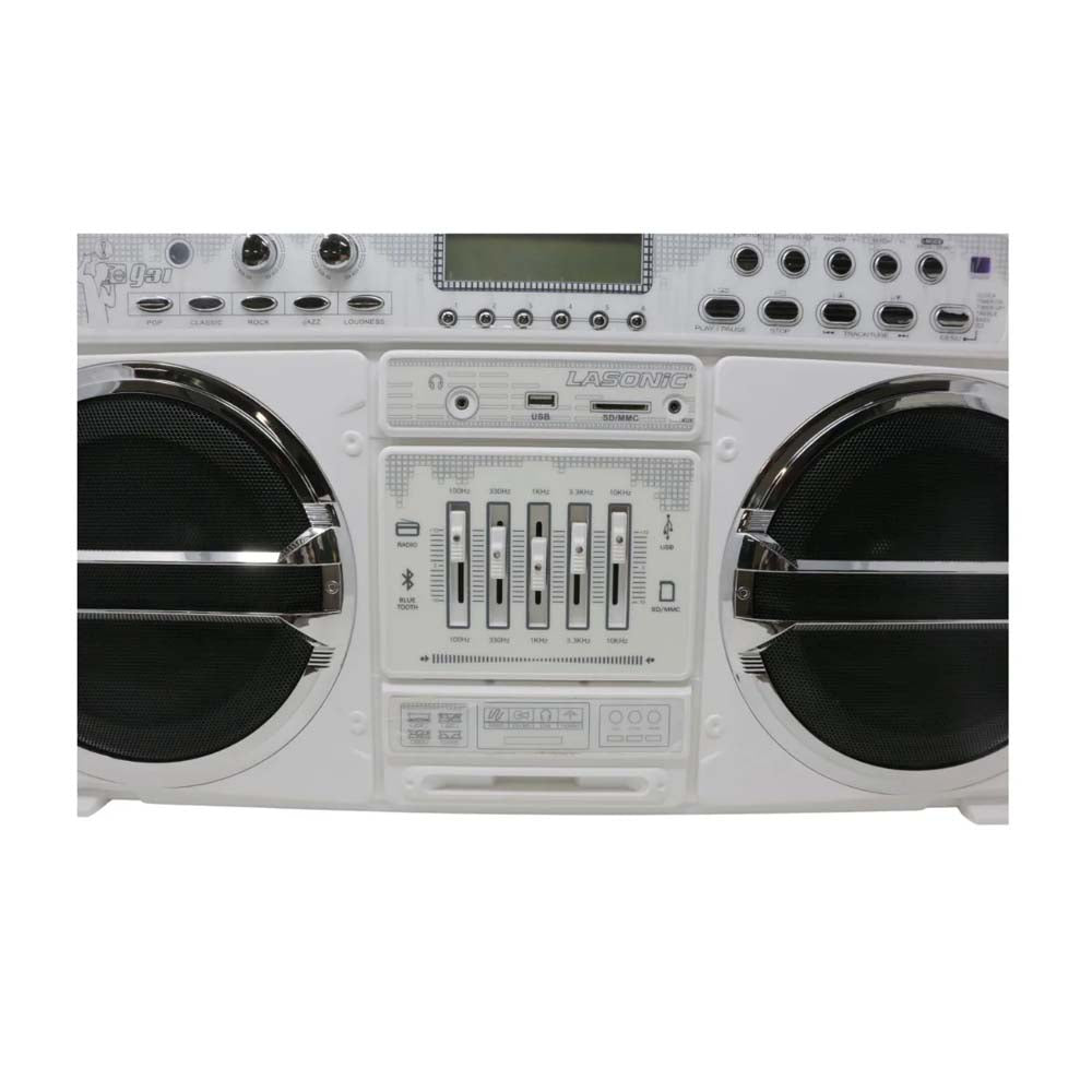 Lasonic i931BT Classic Portable AM/FM Radio Boom Box - Bluetooth, USB, SD/MMC, Aux Input | AC/Battery Powered Ghetto Blaster (White) | Perfect for Outdoor Parties, Beach Days & Retro Music Lovers