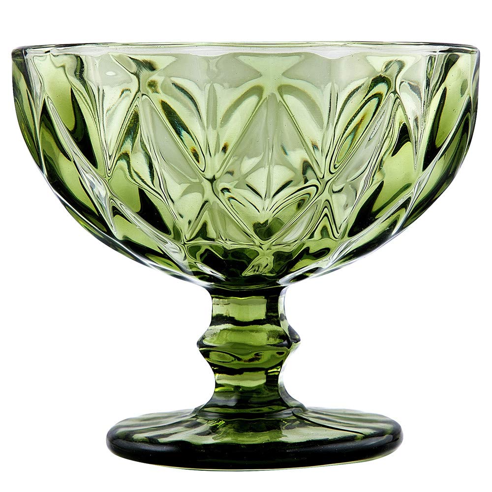Green Cruise 250ml Glass Serving Bowls - Dessert Bowls for Ice Cream, Fruit, Salad | Elegant Dinnerware for Parties, Home & Restaurant Use