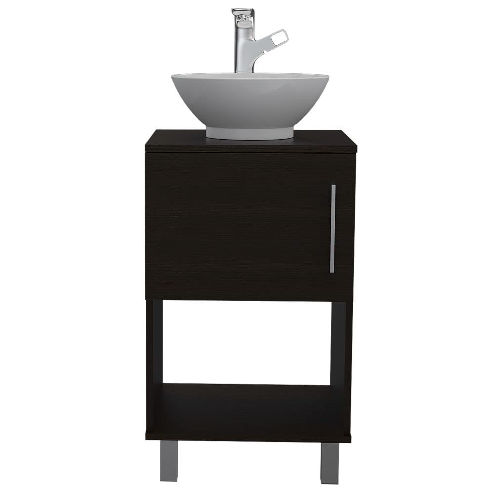 Pittsburgh Single Bathroom Vanity with 1 Open Shelf & Single Door Cabinet - Black Finish for Modern Bathroom Decor | Perfect for Small Spaces & Guest Bathrooms