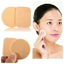 2-Pack Soft Round & Square Velour Powder Puffs - Washable Makeup Puff for Loose Powder with Ribbon Handle - Face, Neck & Body Application - Perfect for Professional Makeup & Travel Touch-Ups
