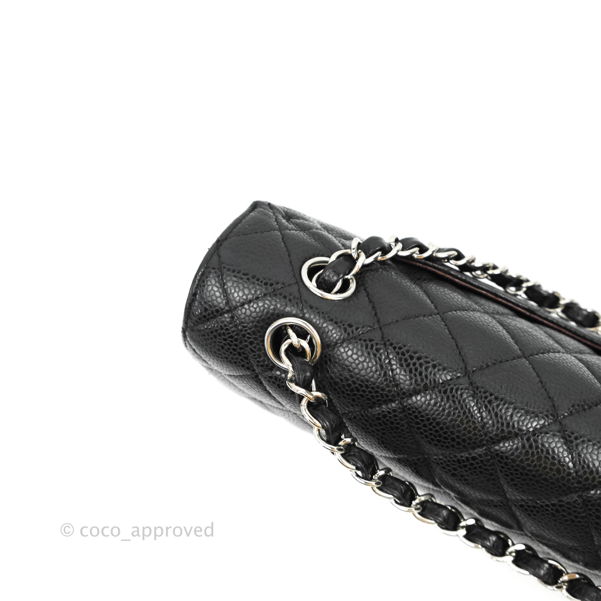 Chanel Classic Medium Double Flap Bag Black Caviar Leather with Silver Hardware - Luxury Designer Handbag for Women, Perfect for Work, Evening Events & Special Occasions