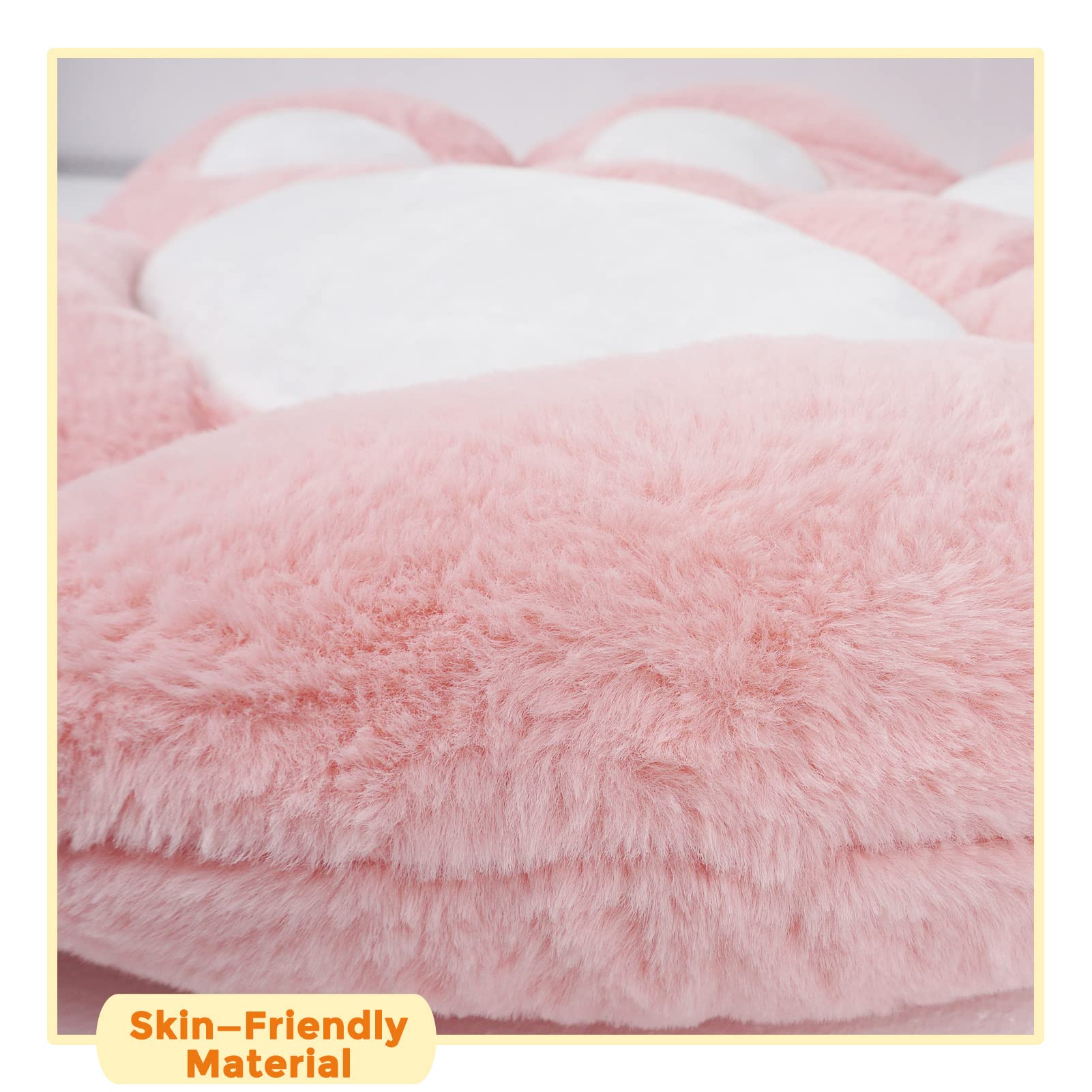 ELFJOY Soft Plush Cat Paw Chair Cushion - 70x60cm Pink Comfort Pillow for Office, Gaming & Home Decor - Perfect for Work Desks, Computer Chairs and Cozy Living Spaces