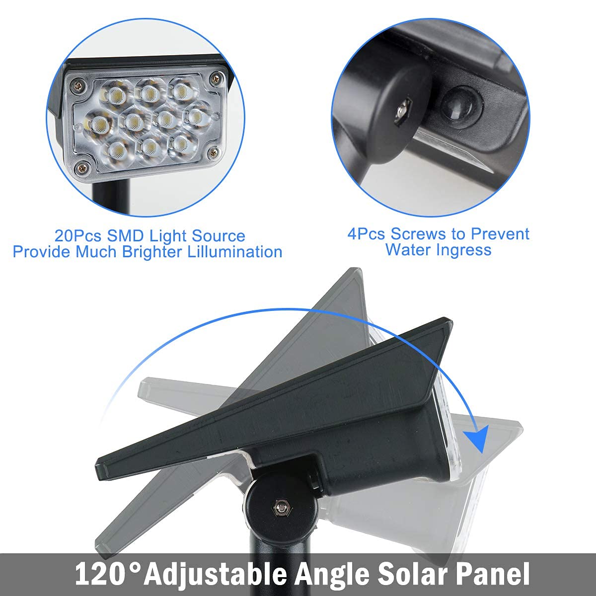 T-SUNUS Solar Powered Outdoor Spotlights - 4 Pack Waterproof IP65 Landscape Lights with 2 Modes (Dusk to Dawn) for Gardens, Trees, Statues, Flags | Perfect for Christmas, Halloween Decor & Graveyard Lighting