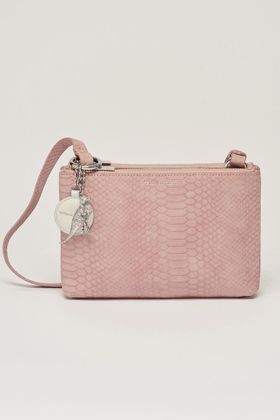 Stylish Southwark Faux Leather Crossbody Bag - Blush Pink Snake Print with Charm EBP3610 | Perfect for Work, Travel & Everyday Use