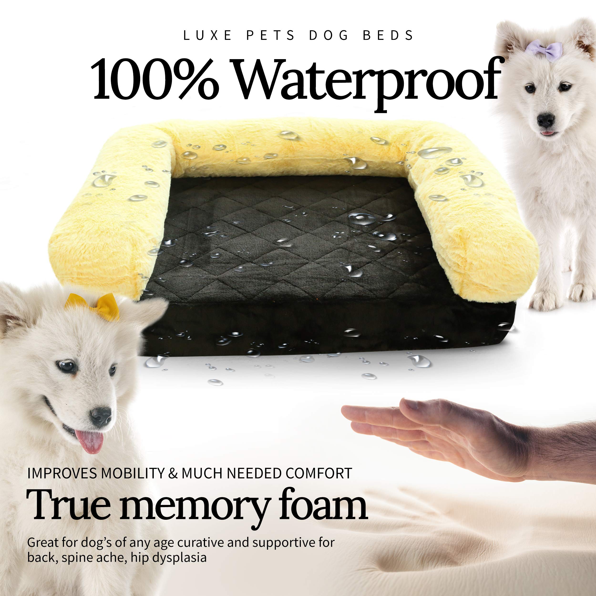 **Orthopedic Memory Foam Dog Bed - Waterproof & Machine Washable Cover - Durable & Plush Pet Sofa Bed for Large & Small Dogs - Perfect for Home, Crate & Travel Use**