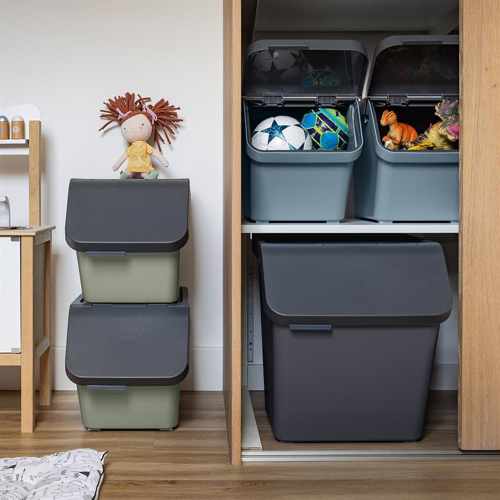 Sigma Stackable Home Sorting Unit 45L & 60L - Space Saving Storage Bins for Closet, Pantry & Garage Organization - Durable Plastic Containers for Home & Office Use