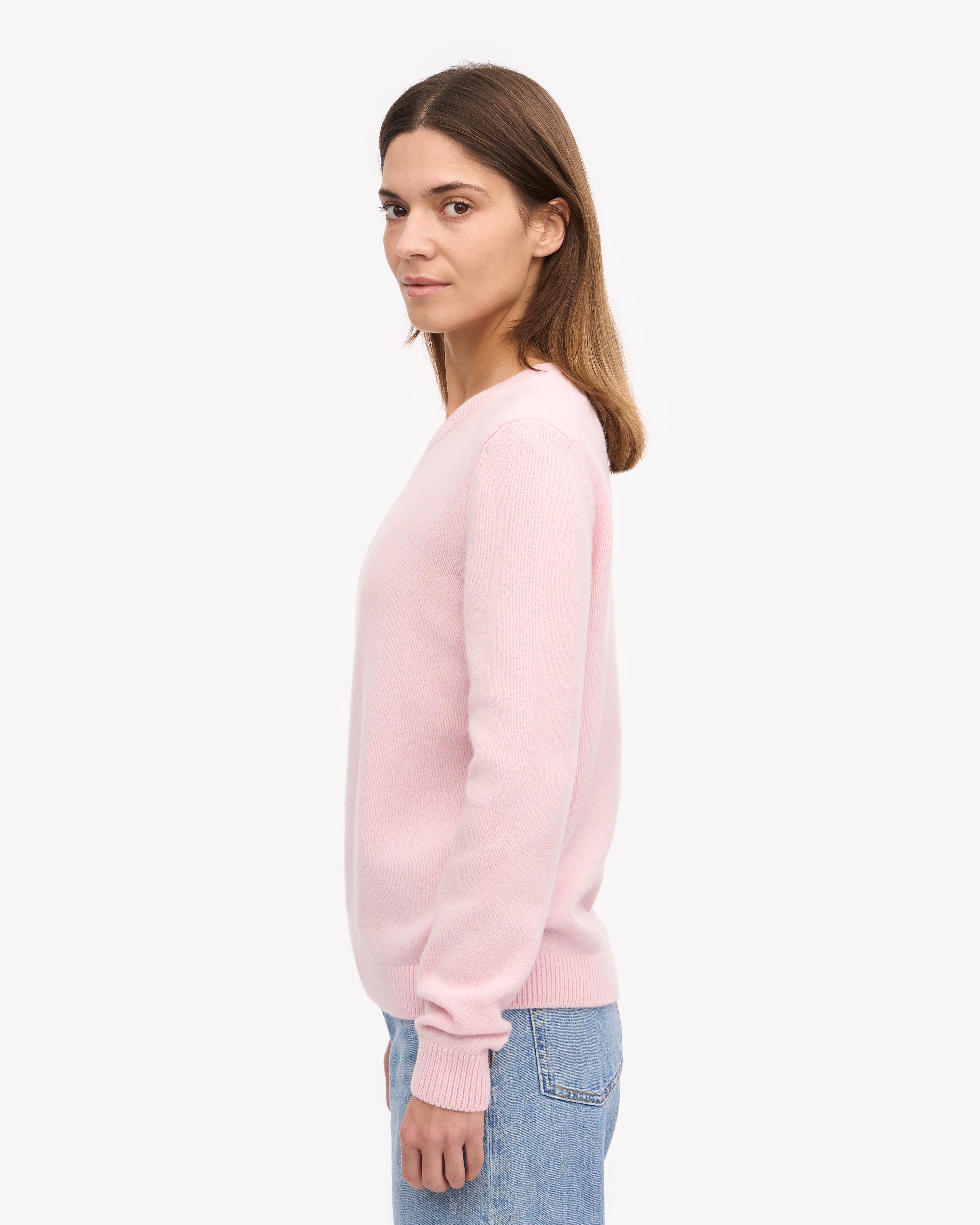 Women's Classic Merino Wool Crew Neck Sweater - Faded Pink | Soft & Warm Winter Knitwear for Casual Outfits & Office Wear
