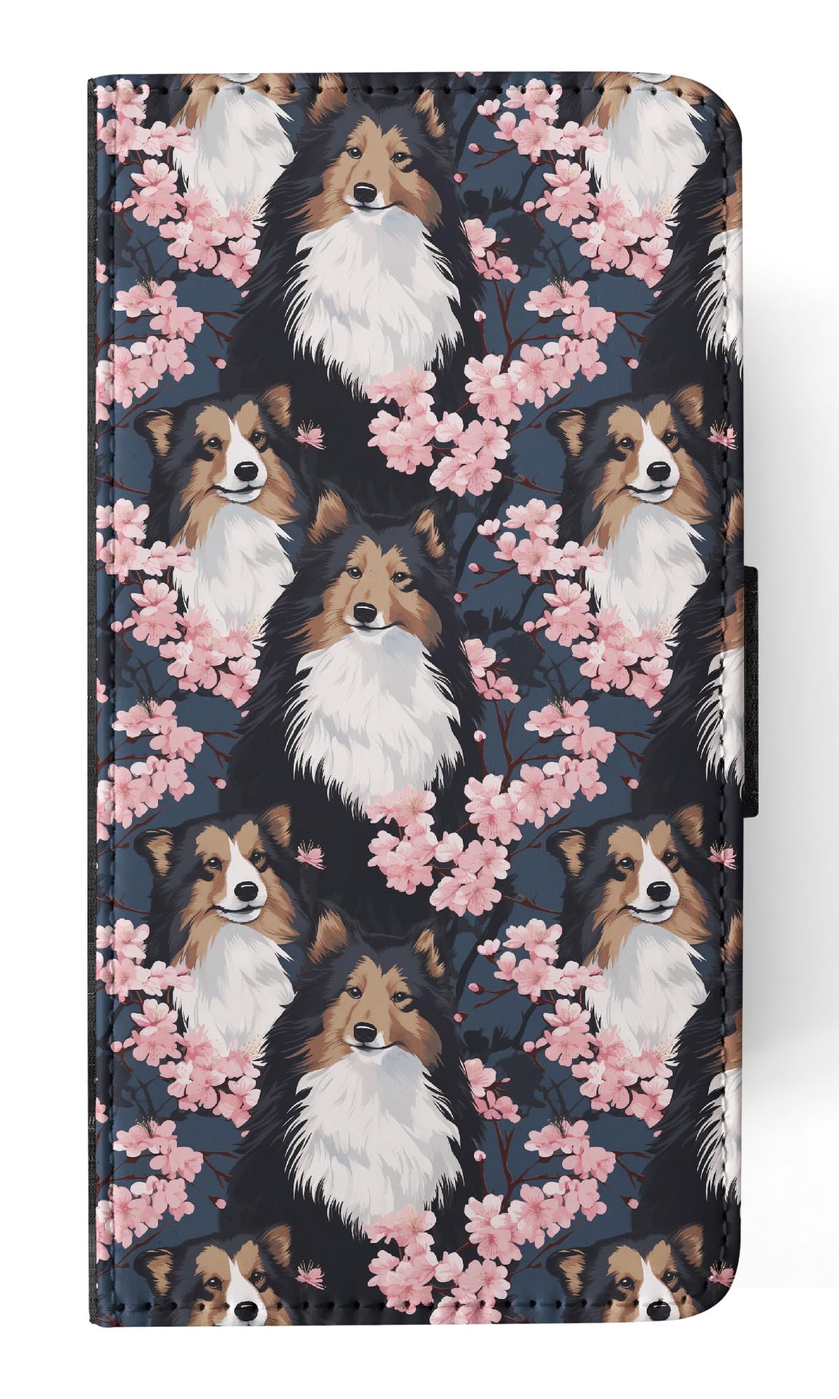 Shetland Sheepdog Puppy Dog Faux Leather Wallet Phone Case for Apple iPhone 13 Mini - Cute Canine Pattern Protective Cover for Everyday Use & Travel