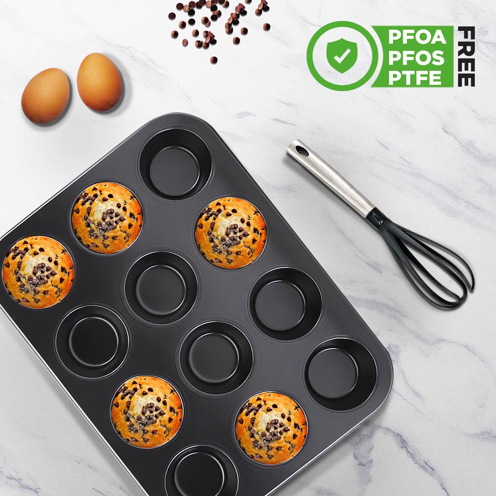 12-Cup Non-Stick Muffin Pan for Baking - Perfect for Cupcakes, Muffins & Mini Pies - Ideal for Home Baking, Parties & Holiday Treats