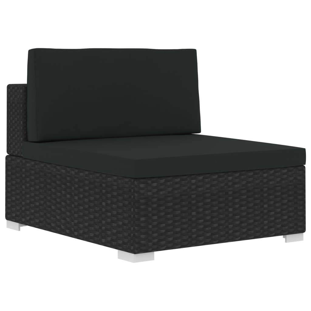 4-Piece Outdoor Patio Furniture Set - Black Poly Rattan Wicker Conversation Sofa with Cushions for Garden, Poolside, Balcony & Backyard | Durable Indoor/Outdoor Use