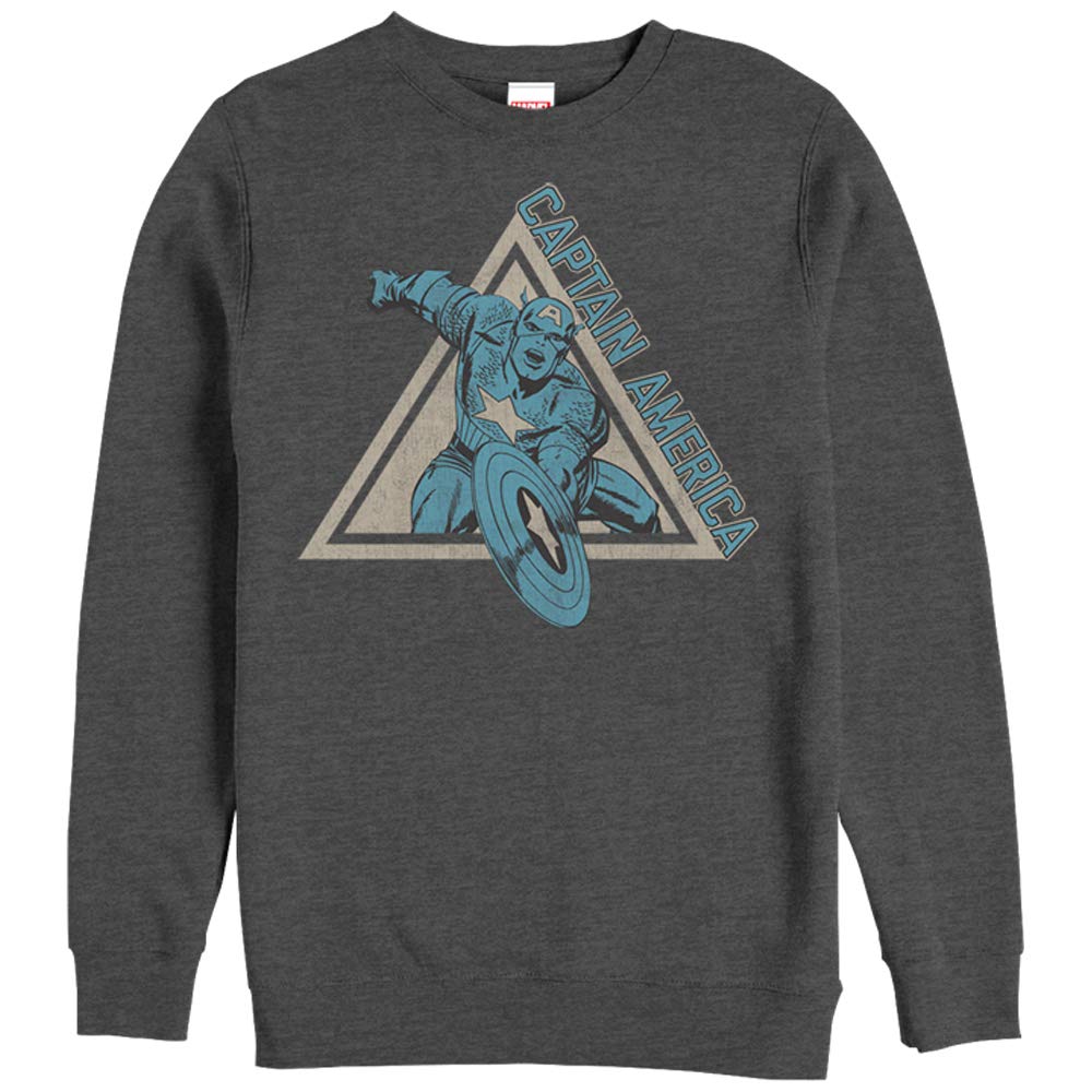 Marvel Captain America Triangle Logo Men's Sweatshirt - Charcoal Heather - Large Size - Casual Wear for Superhero Fans & Comic Con Events